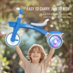SEREED Colorful Lighting Toddler Tricycle for 2-5 Years Old Boys Girls, Adjustable Seat&Handlebar Trike, Removable Basket, Birthday Gift Idea for Kids Ages 2+ (Blue) - Image 8