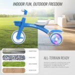 SEREED Colorful Lighting Toddler Tricycle for 2-5 Years Old Boys Girls, Adjustable Seat&Handlebar Trike, Removable Basket, Birthday Gift Idea for Kids Ages 2+ (Blue) - Image 10