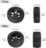 HobbyPark 12mm Hex PreGlued 1/10 RC Buggy Tires and Wheels Set Mounted for Traxxas Bandit VXL Losi Redcat Wltoys 144001 2S 3S Lipo Brushless Motor (Style A) - Image 3