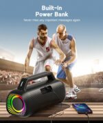 Ortizan Portable Bluetooth Speaker Loud, 80W Peak, Bass Up, 20H Playtime, IPX7 Waterproof, RGB Lights, Wireless Stereo Pairing, BT5.3, USB-C, Subwoofer Outdoor Speaker for Camping, Beach, Backyard - Image 5