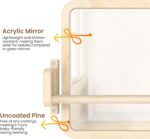 Montessori Mirror with Bar, Baby Pull to Stand Toys, Natural Wooden Frame & Baby Pull Up Bar, Adjustable Infant Coordination Small Mirror, Montessori Furniture for Toddler 6-18 Months - Image 7