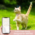 2 Pack Airtag Cat Collar Breakaway with Bell,Reflective Kitten Collar with Apple Airtag Cat Collar Holder,Adjustable 7-12In,Safety Buckle for Girl Boy Cats,Pet Supplies,Accessories,Gifts (Pink) - Image 3