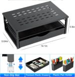 gianotter Desk Organizers and Accessories, Monitor Stand with Drawer and 2 Pen Holder, Desktop Organizer Suitable for Offices and Dormitories (Black) - Image 7