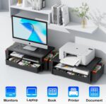 gianotter Desk Organizers and Accessories, Monitor Stand with Drawer and 2 Pen Holder, Desktop Organizer Suitable for Offices and Dormitories (Black) - Image 9