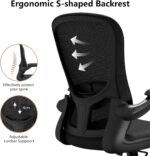 Ergonomic Office Chair, Comfort Swivel Home Office Task Chair, Breathable Mesh Desk Chair, Lumbar Support Computer Chair with Flip-up Arms and Adjustable Height - Image 9
