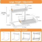 Under Sink Organizer, High Adjustable 2 Tier Under Kitchen Sink Organizer, Multi-Purpose Storage Shelf for Kitchen Bathroom Cabinet, White - Image 5
