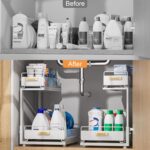 Under Sink Organizer, High Adjustable 2 Tier Under Kitchen Sink Organizer, Multi-Purpose Storage Shelf for Kitchen Bathroom Cabinet, White - Image 8