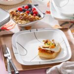 Corelle 18-Piece Service for 6 Dinnerware Set Triple Layer Glass and Chip Resistant, Lightweight Square Plates and Bowls Set, Simple Lines - Image 3