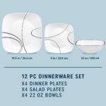 Corelle 18-Piece Service for 6 Dinnerware Set Triple Layer Glass and Chip Resistant, Lightweight Square Plates and Bowls Set, Simple Lines - Image 7