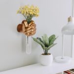 Gold Wall Sculptures, Hand Vases Home Decor, Wall Mount Art Sculpture, Unique Wall Art Statue, Funky Flower Vase Decorations, Modern Eclectic Hanging Decor,Glass Test Tube Vase - Image 4