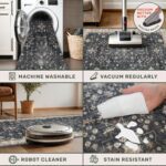 Black Washable Entry Rug, 2x3 Small Rugs for Entryway Kitchen Bathroom Door Mat Indoor Entrance, Non Slip Rubber Backing, Stain & Fade Resistant, Ashen Charcoal Floral Decor - Image 6