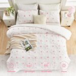VIVILINEN Twin Comforter Set for Girls 2 Pieces Twin Size Pink Floral Bedding Set Cute Comforter with Tufted Daisies Flowers, Lightweight Bed Set for Kids Teen Girls Women - Image 4
