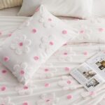 VIVILINEN Twin Comforter Set for Girls 2 Pieces Twin Size Pink Floral Bedding Set Cute Comforter with Tufted Daisies Flowers, Lightweight Bed Set for Kids Teen Girls Women - Image 6