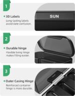 PULIV Weekly Pill Organizer with Large Capacity, Dual Protection Pill Box 7 Day, Arthritis Friendly Pill Case Easy to Open, Medicine Organizer for Vitamins, Medications, Fish Oils, Supplements (Black) - Image 6