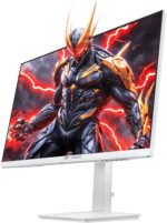CRUA 27" Gaming Monitor, 144Hz 4K UHD(3840*2160P) IPS Screen, Supports Height/Pivot/Rotating/Tilt Adjustable Vertical Monitor, AMD Freesync, 120% sRGB, Built-in Speakers, Wall Mountable Installs-White - Image 3