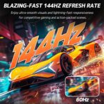 CRUA 27" Gaming Monitor, 144Hz 4K UHD(3840*2160P) IPS Screen, Supports Height/Pivot/Rotating/Tilt Adjustable Vertical Monitor, AMD Freesync, 120% sRGB, Built-in Speakers, Wall Mountable Installs-White - Image 5