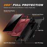 TONGATE for Samsung Galaxy S24 Ultra Case, [with Privacy Screen Protector & Slide Camera Cover] [2 Front Frames] Full-Body Heavy Duty S24 Ultra Phone Case with Stand & Belt Clip Holster, Maroon - Image 9