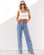 luvamia Wide Leg Jeans for Women Trendy High Waist Straight Leg Baggy Jeans Stretchy Denim Pants Trouser Jeans - Image 6