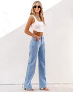 luvamia Wide Leg Jeans for Women Trendy High Waist Straight Leg Baggy Jeans Stretchy Denim Pants Trouser Jeans - Image 7