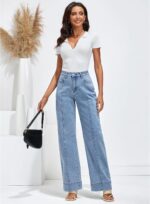 luvamia Wide Leg Jeans for Women Trendy High Waist Straight Leg Baggy Jeans Stretchy Denim Pants Trouser Jeans - Image 9