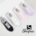Shupua Women's Canvas Sneakers - White, Casual, Classic, Spring/Summer, Solid, Flat Heel, Athletic Shoes, Skateboarding, Lace-Up, Bow, Rubber Sole, Not Water Resistant, Adult Women's Size - Image 8