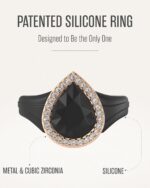 Rinfit Womens Silicone Wedding Ring - Anniversary Ring Women - Promise Rings for Her with Pear Metal Frame & Cubic Zirconia Stones - Patented Design - Image 3