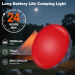 2025 Red Light Insect-Proof Camping Lamp10000mAh Rechargeable 3000LM Tent Camping Light, 6500K 24Hours Long Play Time , Outdoor Night Market Night Fishing Lantern (Remote) - Image 5