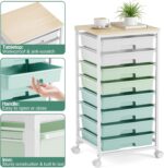 Storage Cart with 8 Drawers, Utility Cart with White Drawers and Wooden Tabletop, Craft Cart, Teacher Organization for Classroom, Storage Furniture, Office Organization, Green - Image 5