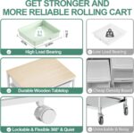 Storage Cart with 8 Drawers, Utility Cart with White Drawers and Wooden Tabletop, Craft Cart, Teacher Organization for Classroom, Storage Furniture, Office Organization, Green - Image 10