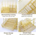 Office Desk Organizers, Gold 13PCS Office Supplies and Accessories Desk organizer, Acrylic Stapler, Staple Remover, Clips, Scissor, Phone Holder, Pen, Pen Holder, Tape Dispenser - Image 4