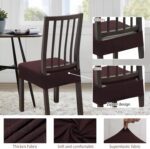 Dining Chair Covers,Seat Covers for Dining Room Chairs Set of 6,Stretch Jacquard Kitchen Chair Covers,Removable Washble Dining Room Chair Seat Cover,Chair Slipcovers Protector (Coffee,With Zipper) - Image 3