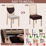 Dining Chair Covers,Seat Covers for Dining Room Chairs Set of 6,Stretch Jacquard Kitchen Chair Covers,Removable Washble Dining Room Chair Seat Cover,Chair Slipcovers Protector (Coffee,With Zipper) - Image 5