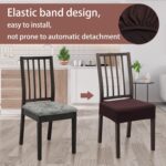 Dining Chair Covers,Seat Covers for Dining Room Chairs Set of 6,Stretch Jacquard Kitchen Chair Covers,Removable Washble Dining Room Chair Seat Cover,Chair Slipcovers Protector (Coffee,With Zipper) - Image 6