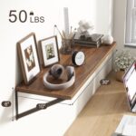 10 Inch Deep Floating Shelves, Walnut Floating Shelves 30 Inch Long, Rustic Wood Wall Shelves 30"W x 10"D, Deep Floating Shelf with Bracket, Wide Storage Shelves for Books, Living Room, Bathroom - Image 4