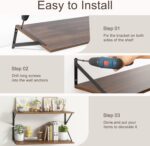 10 Inch Deep Floating Shelves, Walnut Floating Shelves 30 Inch Long, Rustic Wood Wall Shelves 30"W x 10"D, Deep Floating Shelf with Bracket, Wide Storage Shelves for Books, Living Room, Bathroom - Image 8