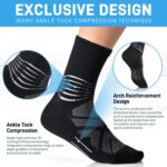 IRAMY Compression Ankle Support Crew Socks Men Women Coolmax Wicking Plantar Fasciitis Relief Running Hiking Socks 3 Pairs - Image 3