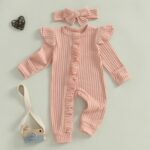FYBITBO Infant Baby Girls Clothing Ruffle Knit Romper Long Sleeve Jumpsuit Baby Girl Going Home Outfit Newborn Clothes - Image 3