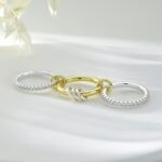 Interlocked Stackable Rings for Women, 14K Gold Plated Mixed Metal Ring Stack, Trendy Cubic Zirconia Connected Bands Two Toned Ring for Women - Image 6