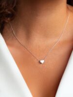 ChicSilver Personalized 925 Sterling Silver Dainty Small Heart/Star/Moon/Dot/Triangle Pendant Necklace for Women, Silver/Gold/Rose Gold/Black (with Gift Box) - Image 3