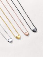 ChicSilver Personalized 925 Sterling Silver Dainty Small Heart/Star/Moon/Dot/Triangle Pendant Necklace for Women, Silver/Gold/Rose Gold/Black (with Gift Box) - Image 9