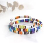 Sonateomber Colorful Tila Flat Beads Stretch Bracelets for Women, Trendy Unique Handmade Stackable Rainbow Mixed Colorful Square Beaded Link Bracelet Summer Jewelry Gift - Image 7
