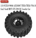 RC Brass&Aluminium 1.9 Crawler Tires/1.9 Beadlock Wheels and Tires Set for 1/10 SCX10 90046 AXI03007 TRX4 TRX6 VS4-10 Gen7 Gen8 MST CFX D90, RC Wheels and Rims Deep Dish Wheel,Silver - Image 3