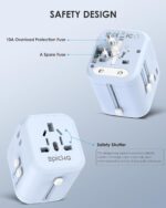 EPICKA 35W Universal Travel Adapter with 2 AC Outlet, European Travel Plug Adapter with PD Fast Charging, 6-Port (2 AC/2 USB-C/3 USB-A) International Power Adapter - Travel Essentials (TA-205, Blue) - Image 7