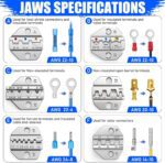 Crimping Tool Set 6PCS - Ratchet Wire Crimping Tool for Heat Shrink,Insulated Nylon,Non-Insulated,wire ferrules,Open Barrel Terminals,Solar Connectors - Crimper with 6 Interchangeable Die - Image 3