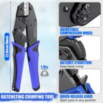 Crimping Tool Set 6PCS - Ratchet Wire Crimping Tool for Heat Shrink,Insulated Nylon,Non-Insulated,wire ferrules,Open Barrel Terminals,Solar Connectors - Crimper with 6 Interchangeable Die - Image 5