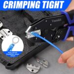 Crimping Tool Set 6PCS - Ratchet Wire Crimping Tool for Heat Shrink,Insulated Nylon,Non-Insulated,wire ferrules,Open Barrel Terminals,Solar Connectors - Crimper with 6 Interchangeable Die - Image 6