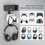 KDD 4-in-1 Wall Mount Controller Holder - Dual Game Controller and Headphone Hanger with Anti-Slip Pads for Xbox ONE/X Series/PS5/PS4 - Detachable Desk Storage for Media Remote, Phone and Speaker - Image 4