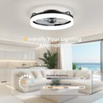 Ceiling Fans with Lights, Flush Mount Ceiling Fan with Lights and Remote, 6 Wind Speeds Low Profile Ceiling Fan for Bedroom, Kids Room and Living Room 20" (Black) - Image 3
