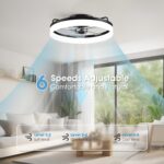 Ceiling Fans with Lights, Flush Mount Ceiling Fan with Lights and Remote, 6 Wind Speeds Low Profile Ceiling Fan for Bedroom, Kids Room and Living Room 20" (Black) - Image 4