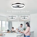 Ceiling Fans with Lights, Flush Mount Ceiling Fan with Lights and Remote, 6 Wind Speeds Low Profile Ceiling Fan for Bedroom, Kids Room and Living Room 20" (Black) - Image 5